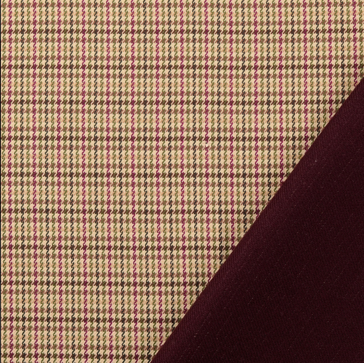 [NO-60209-017] Mantelstof Doubles Faces Small Check Fuchsia/Bordeaux