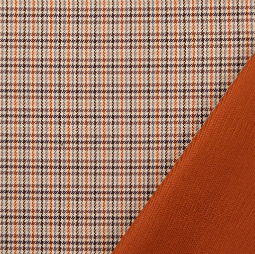 [NO-60209-060] Mantelstof Doubles Faces Small Check Dark Orange