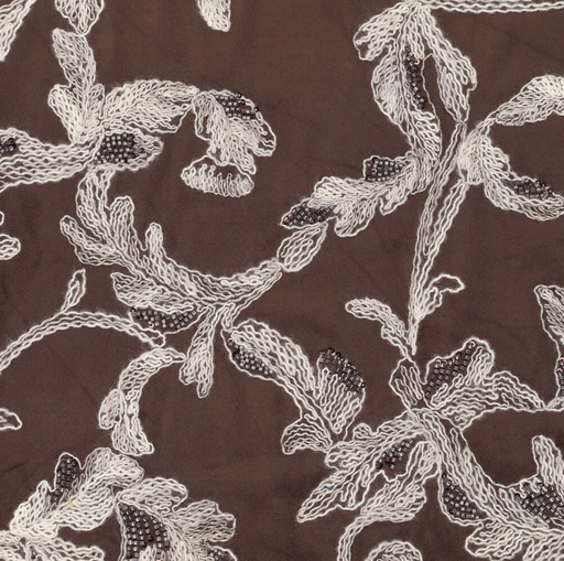 [KI-23110-110] Suède Fantasia Embroidery Brown