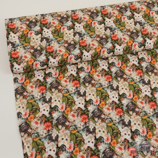 [SPS-9642-01] Popeline Digital Cats & Flora