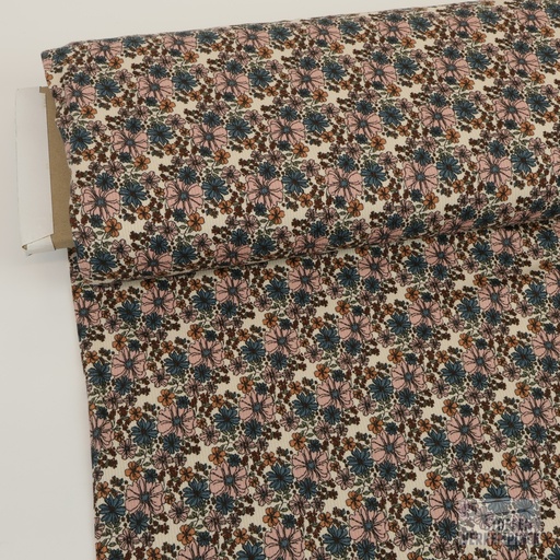 [QT-K47149-521] Ribjersey Print Flowers Beach Sand