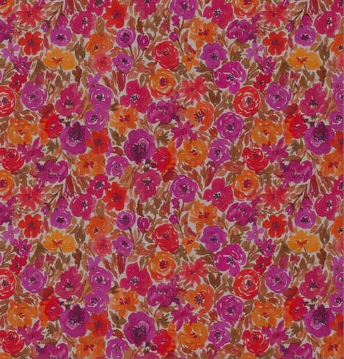 [DO-126076] Katoen Digital Print Floraux Filena Fuchsia/Orange
