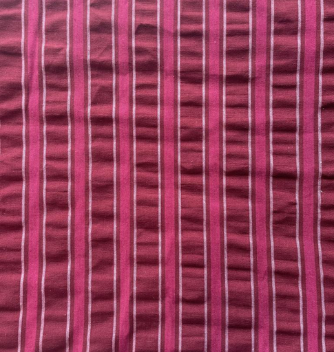 [DO-126326] Seersucker Rayures tisse teint Bordeaux/Fuchsia