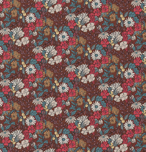 [DO-126075] Katoen Digital Print Seasons Chocolat/Rouge