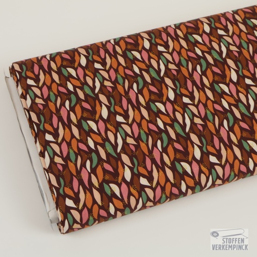 [MC-POPELIN FLORA-7003] Cotton Poplin Leaves Aubergine
