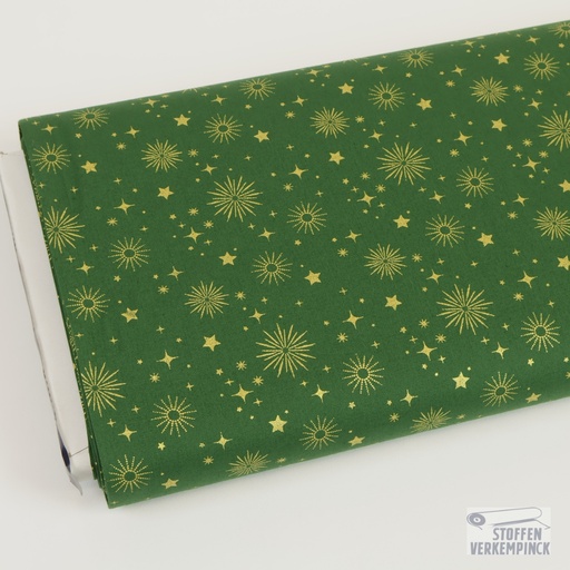 [MC-POPELINE GOLDEN-7008] Kerst - Golden stars Green