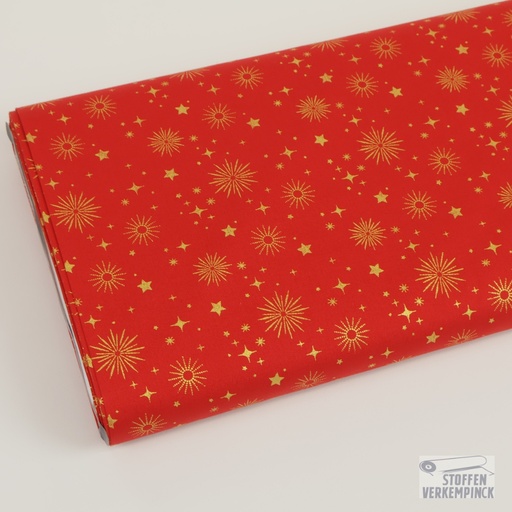 [MC-POPELINE GOLDEN-7007] Kerst - Golden stars Red