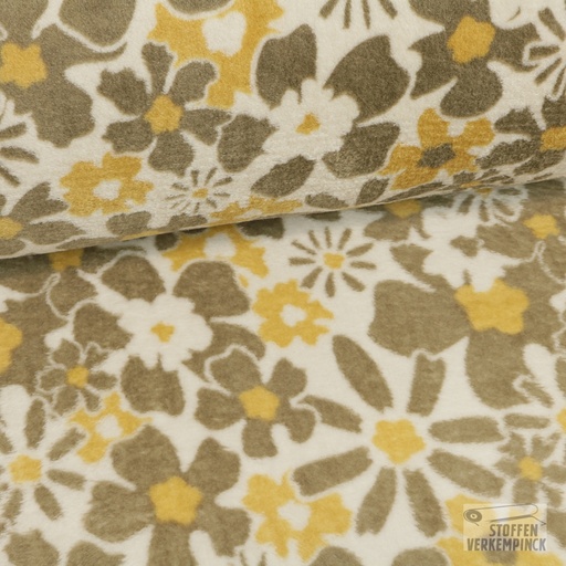 [MC-POLAIRE GLINT-7012] Wellnessfleece Print Flowers Khaki/Ochre