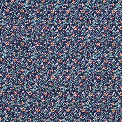 [VE-02016-003] Fine Poplin Digital Small Flowers Navy