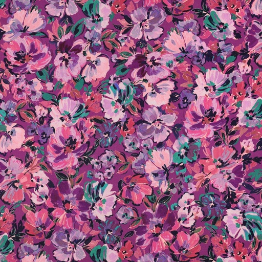 [VE-02039-005] Cotton Satin Digital Flowers Violet