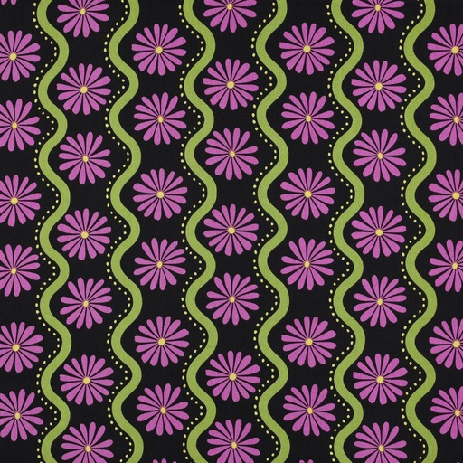 [VE-02041-001] Cotton Viscose Retro Flowers Black