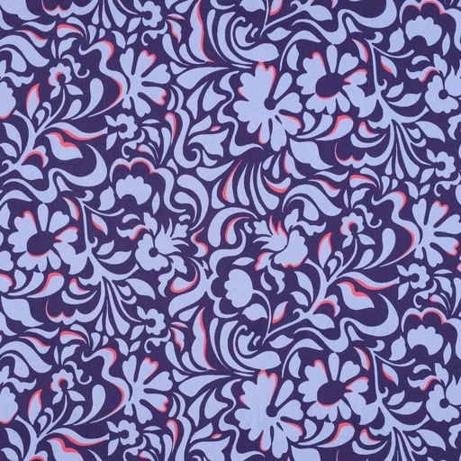 [VE-02144-001] Viscose Rosella Stretch Leaves Blue