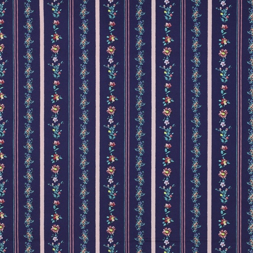[VE-02016-013] Fine Poplin Digital Flowerstripes Navy