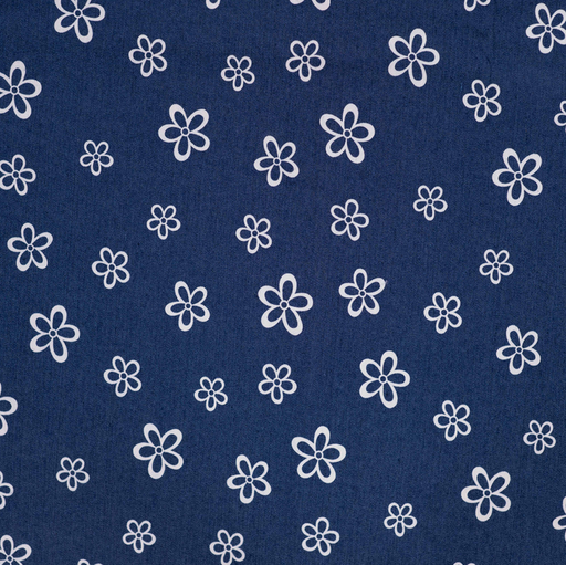 [QT-K47126-960] Stretch Denim Print Flower Blue