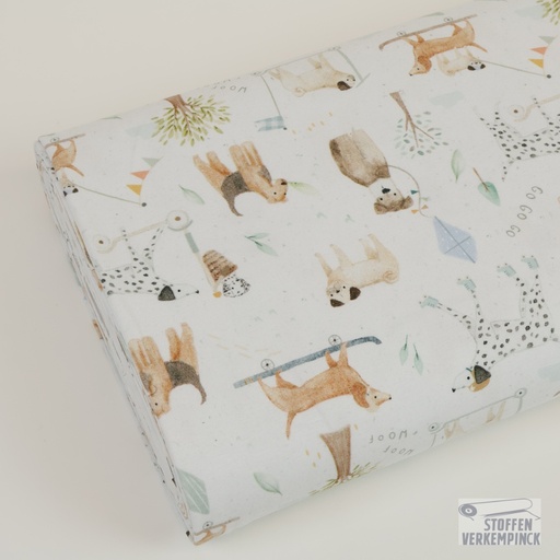 [KV-S2863R-3396] Jersey Digital Print Dogs White