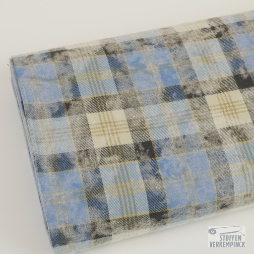 [KV-S2794R-1069] Flanel Print Double Face Checks Light Jeans