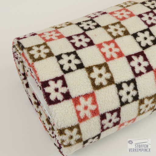 [KV-S2811R-3630] Teddy Jacquard Square Flower Off White