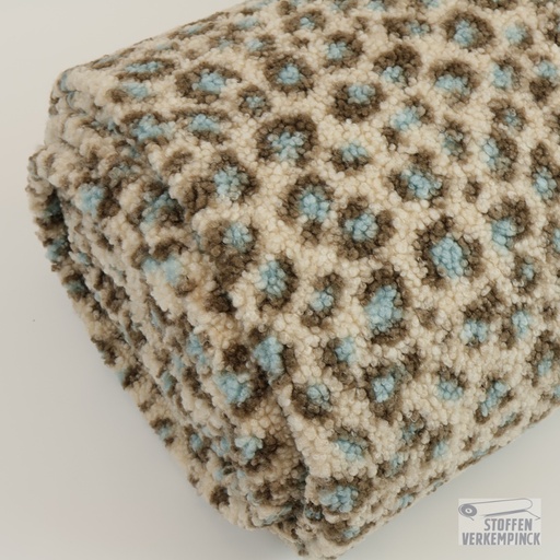 [KV-S2798R-3544] Teddy Fluffy Panther Ecru/Mint/Brown