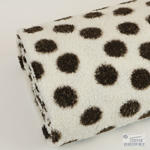 [KV-S2814R-1012] Teddy Jacquard Big Dots Off White/Brown