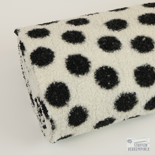 [KV-S2814R-1132] Teddy Jacquard Big Dots Off White/Black