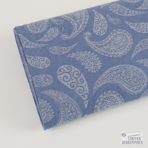 [KV-S2820R-1069] Jeans Jacquard Paisley Light Blue