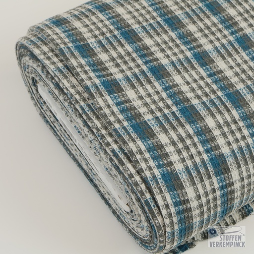 [KV-S2795R-1229] Waffle Fabric Check Light Petrol