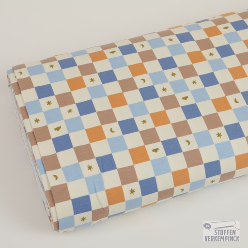 [KV-S2862R-3632] Jersey Print Star/Moon/Cloud in Squares