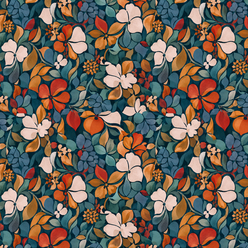 [QT-S20011-960] Viscose Jersey Digital Flowers Light Petrol