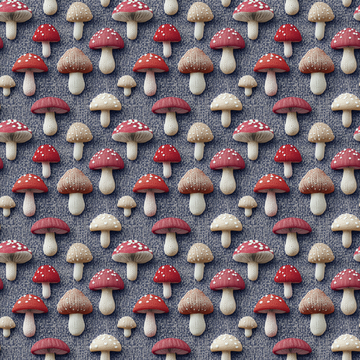[QT-S65027-960] French Terry Digital Mushrooms Denimblue