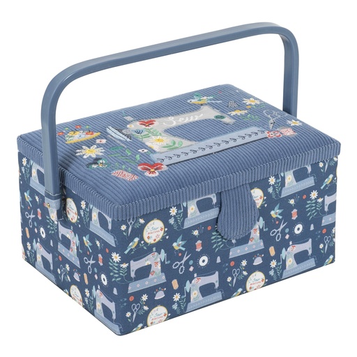 [DI-MRME.636] Naaidoos 18,5 x 25,5 x 14,5cm  : Naaimachines blauw geborduurd