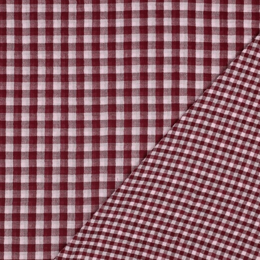 [VE-02486-012] Double Gauze Yarn Dyed Checks Rose/Burgundy