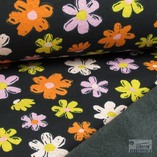[028-09760-003] Alpenfleece Flowers Zwart