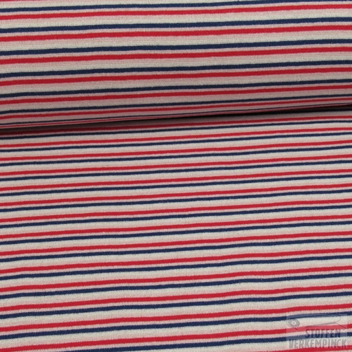 [VE-08405-004] Boordstof Streepjes Rood & Blauw