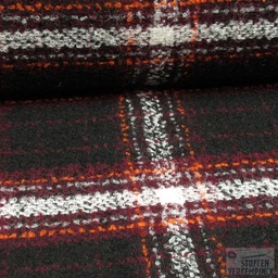 [184-0033-11] Bouclé Ruit Wine/Zwart/Ecru
