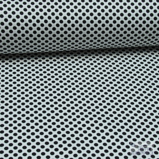 [TM-25109/12833/7458] Breedtestretch Katoen Wit met Zwarte Bolletjes