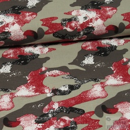 [NO-11033-015] Breedtestretch Print Camouflage Rood