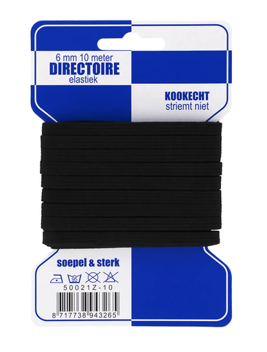 [DBF-50021Z-10] Elastiek 6mm Zwart - 10m