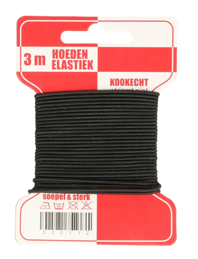 [DBF-50011-2] Hoedenelastiek 3m Zwart