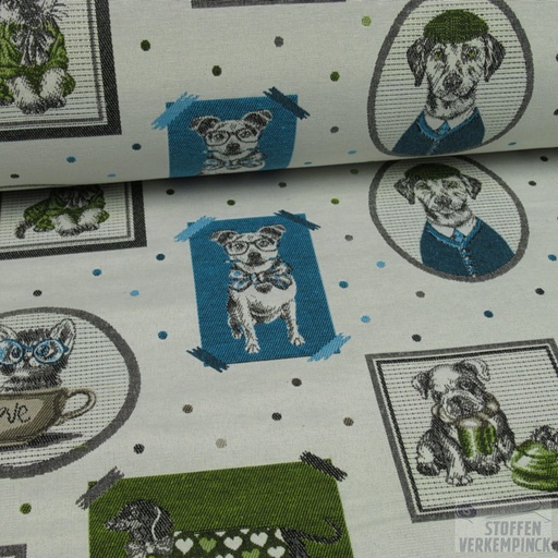 [AN-PZJAQDONDIAZUL140] Jacquard Cats & Dogs