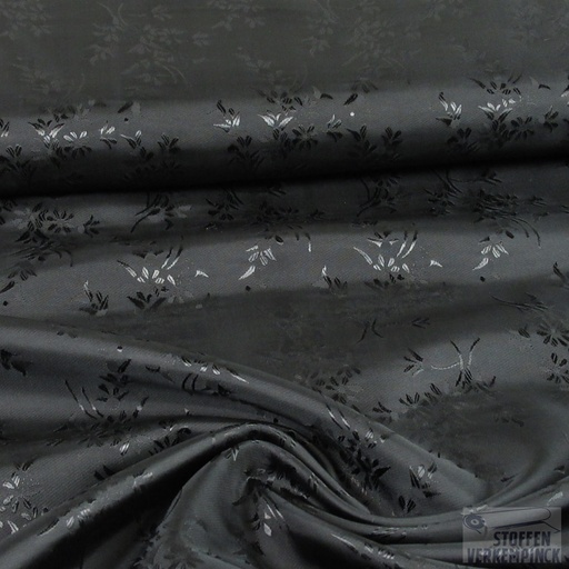 [ZA-006165-08] Jacquard Voering Bloemen Zwart
