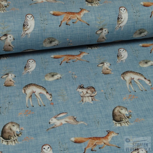 [ST-18203-09] Jersey Digiprint Lovely Animals Blauw