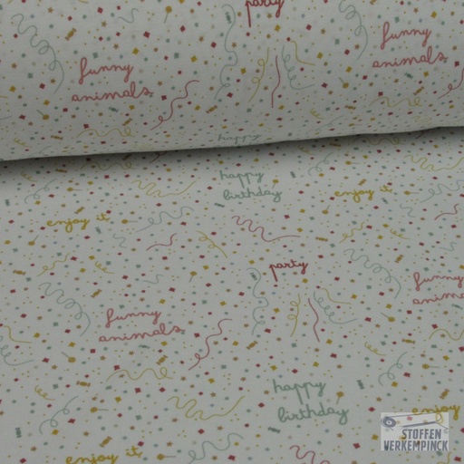 [MC-PUNTOBITTY-7005] Jersey Bio Print 'Happy Birthday' -Wit