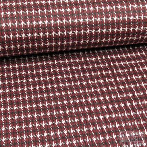 [NO-14351-018] Jersey Jacquard Pied de Poule Bordeaux