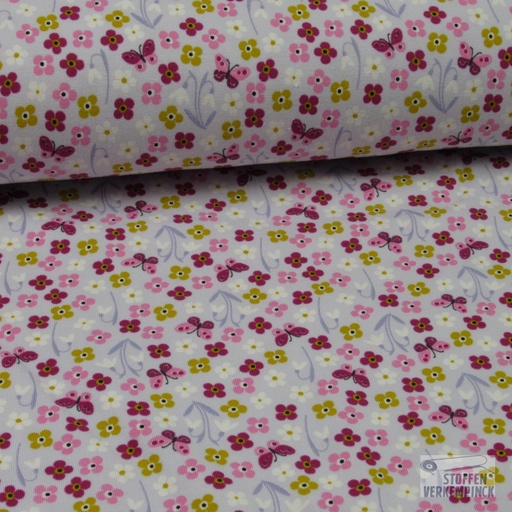 [NO-17676-042] Jersey Print Bloem met Vlinder Pastel Lila
