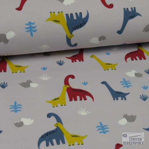 [NO-17664-061] Jersey Print Dino's Lichtgrijs