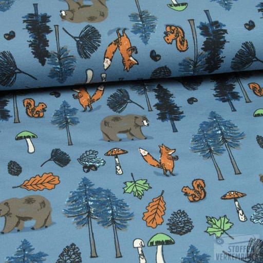 [HE-206145-0002] Jersey Print Herfst in het Bos Blauw