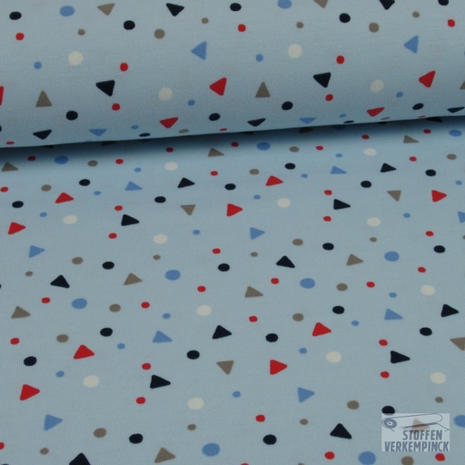 [NO-17667-003] Jersey Print Triangles/Dots Lichtblauw