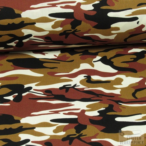 [JO-6038-2] Katoen Print Camouflage Bruin