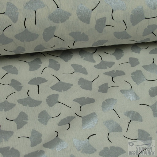 [MF-4849-002] Katoen Print Ginkgo Zilver