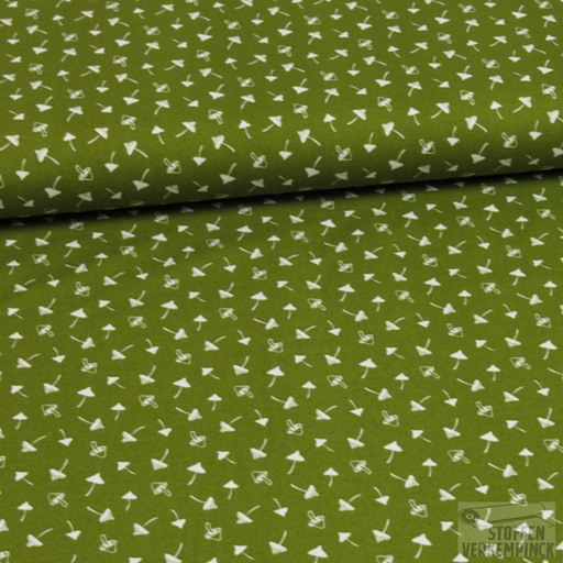 [HE-133.702-0007] Katoen Print Paddenstoeltjes Groen